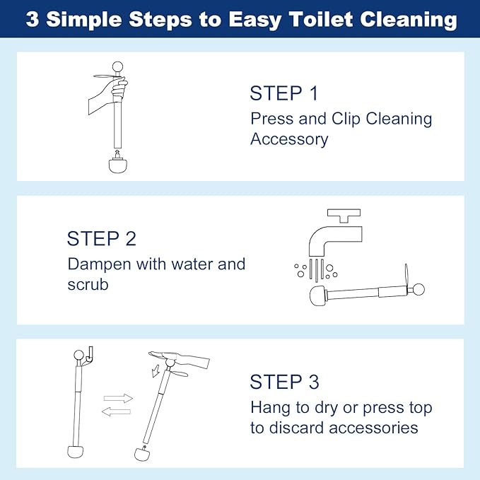 Toilet Pumice Stone with Handle, 16.14 Inch Pumice Stone Toilet Bowl Cleaner with 4 Pumice Stones ＆ 6 Sponge Toilet Cleaning Heads, Wall Mounted Toilet Cleaner Compact Toilet Bowl Brush Scrubber