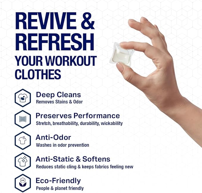 HEX Performance Laundry Detergent Packs, Unscented, 75 Count – Activewear Detergent Pods for Odor & Sweat Removal, Fragrance-Free Sport Wash, HE Compatible