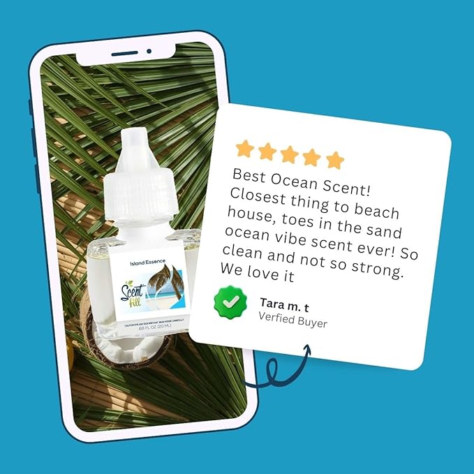 Scent Fill Island Essence Plug in Air Freshener, 4 Scented Oil Refills