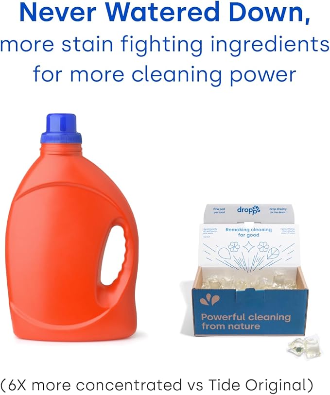 Dropps Free & Clear Laundry Detergent Pods (140 Count) - Unscented Laundry Pods | Fights Odors & Stains | Free of Dyes Parabens & Perfumes | Hypoallergenic | Clean Ingredients | Plastic Free Packaging
