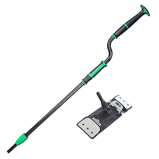 Unger Commercial Excella Floor Cleaning Mop Pack - Adjustable Height Offset Pole and Mop Pad Holder - EFKT6