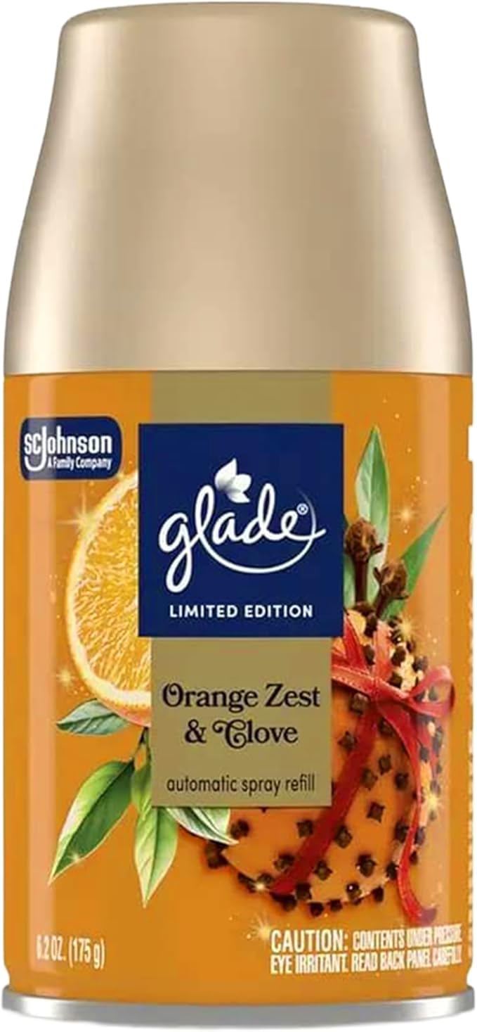 Glade Automatic Spray Refill, Orange Zest & Clove, Limited Edition Air Freshener Refill Can, 6.2 oz