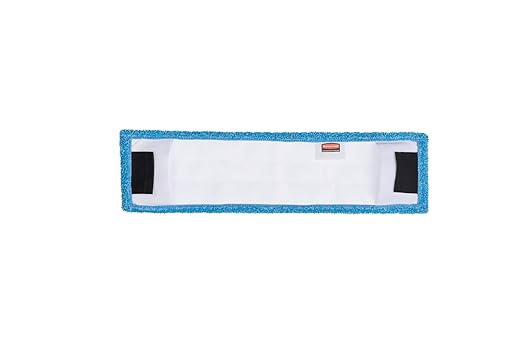 Rubbermaid Commercial Products 18 inch Adaptable Flat Mop Microfiber Pad, Blue, for Janitorial/Professional Cleaners and Light-Duty Cleaning/Mopping with Tab/Pocket Functions (Pack of 12)