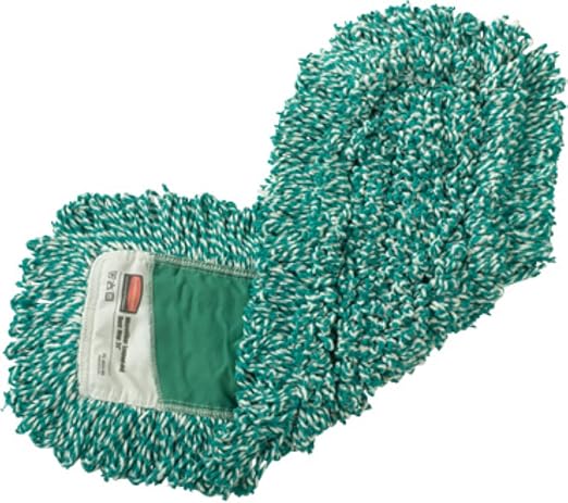 Rubbermaid Commercial Products, Looped-End-Dust Mop Head Replacement, Microfiber blend, 24-inch, Green, Heavy Duty Industrial Wet Mop For Floor Cleaning Office/School/Stadium/Lobby/Restaurant