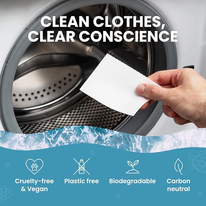 OceanEco™ Earth-Friendly Laundry Detergent Strips - 64 Loads | Ultra-Concentrated, Zero-Waste, Biodegradable, Cruelty-Free & Vegan (Fragrance Free)