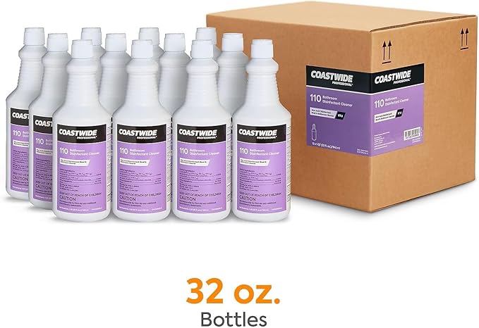 COASTWIDE Professional Restroom Cleaner Non-Acid Disinfectant Bathroom Cleaner, 32 Oz., 12/Carton