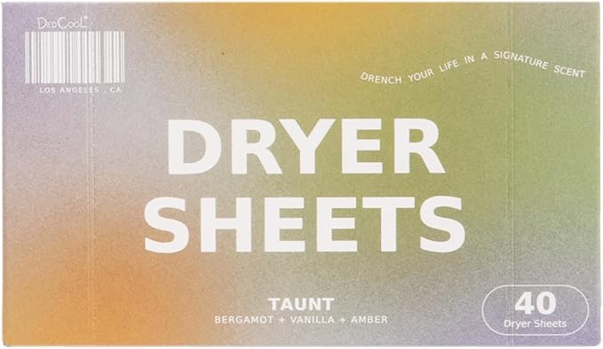 DedCool Dryer Sheets in 01 Taunt | 40 Count | Non-Toxic, Vegan Fabric Softener Sheets | Bergamot, Vanilla & Amber Scent | Softens & Freshens
