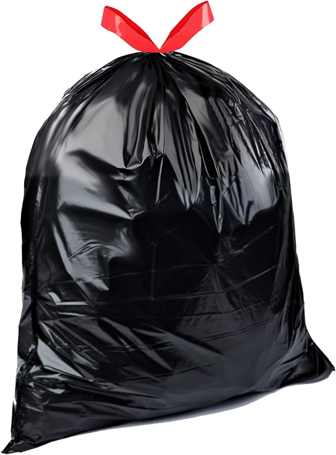Amazon Basics Multipurpose Drawstring Trash Bags, 30 Gallon Capacity, Tear Resistant, 50 Count (Previously Solimo)