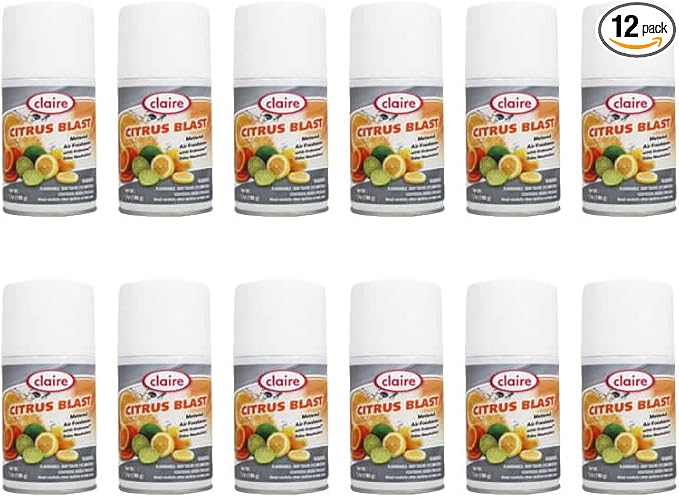 Claire C-112 Citrus Splash Metered Air Freshener Aerosol Can, 7 Ounce (Pack of 12)