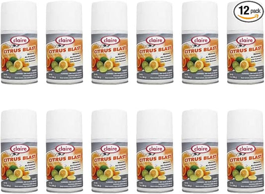 Claire C-112 Citrus Splash Metered Air Freshener Aerosol Can, 7 Ounce (Pack of 12)