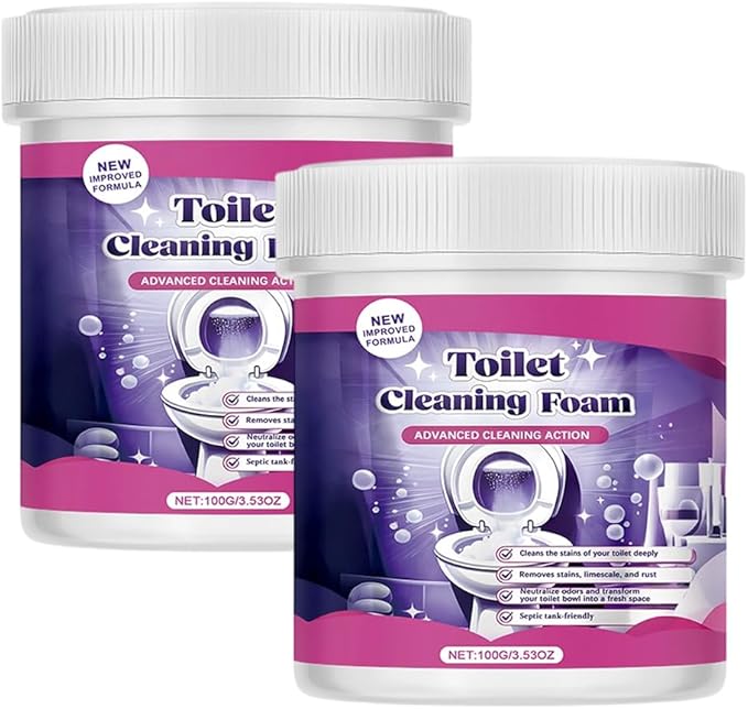 2026 Upgrade Toilet Bowl Cleaner, Toilet Cleaning Foam, Power Foaming Toilets Clean, Clean Foam Cleaner, Touch Free Foaming Powder – Bathroom Cleaning Powder (2PCS)