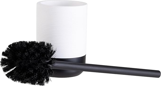 Bath Bliss Monochrome Toilet Brush | Bathroom Cleaning | Rust Resistant | 360 Degree Bristle Brush | White & Black