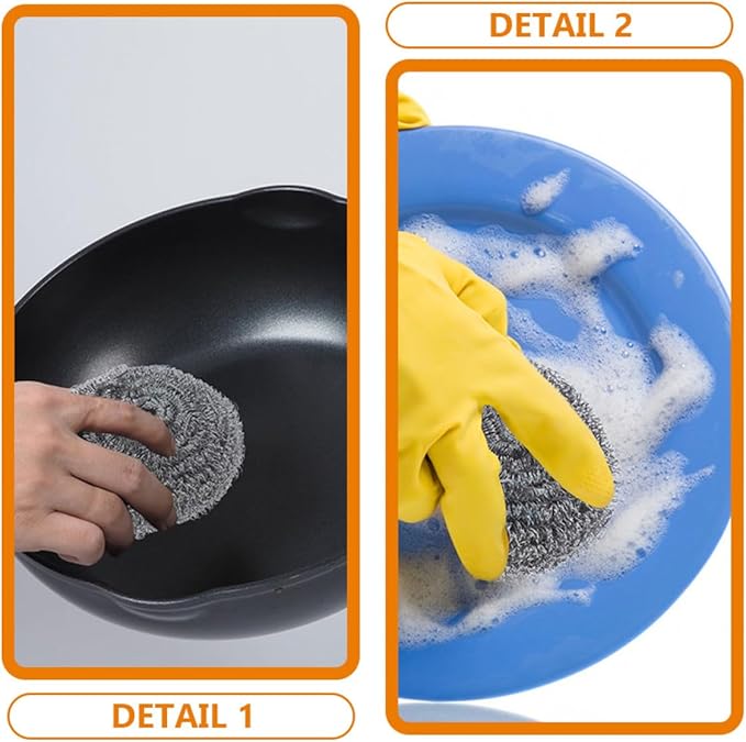 15pcs Stainless Steel Scrubbers Pan Steel Scrubber Set 22g Heavy-Duty Pot for Kitchen Dishwashing and Grill Cleaning Household Supplies