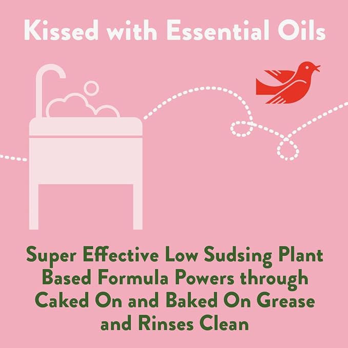 Rebel Green Super Deluxe Dish Soap - Natural Dishwashing Soap - Liquid Dish Detergent - Sustainable Dish Liquid Scented with Pink Lilac - (16 oz Bottles, 4 Pack)