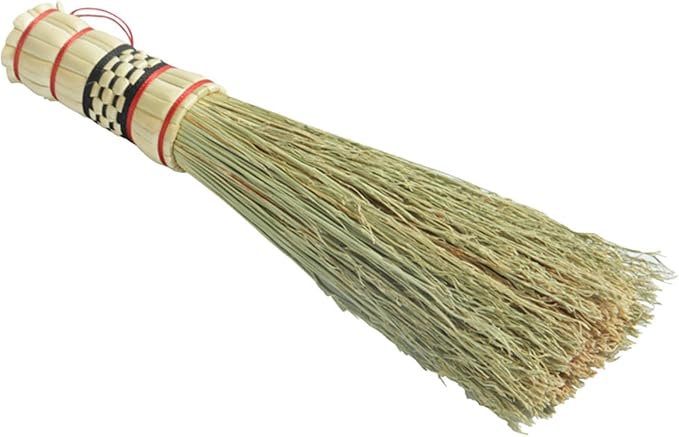 Natural Straw Scrub Brush for Kitchen Cleaning - Long Handle Dish Brush for Pots Pans and Wok - Essential Cleaning Tool for Home Use