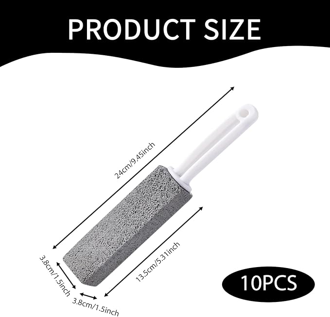 10 Pcs Pumice Stone Toilet Bowl Cleaner with Handle,High-Density Natural Pumice,Scratch-Free,Effectively Removes Hard Water Rings,Rust,Calcium for Bathtubs,Sinks,Pools, Grills,Ceramic Surfaces