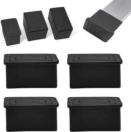 4 Pcs 1" x 2" Rectangular Rubber Chair Leg Caps, PVC Table Leg Covers, Flexible & Anti-Slip Furniture Leg End Caps, Chair Leg Floor Protectors for Bar Stool Leg Patio Indoor, Black