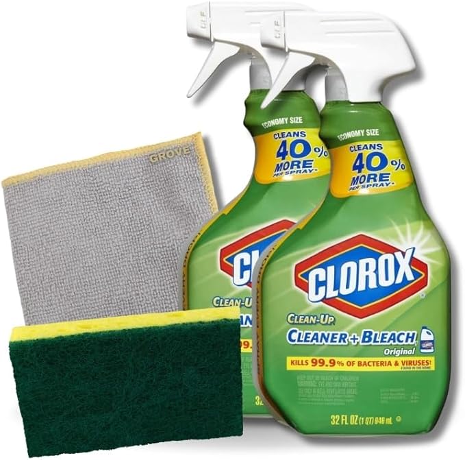 GROVE 2-Pack Bleach Spray Cleaning Bundle, Bathroom & Multi-Surface Cleaner Set – Disinfecting Bleach Spray for Home Cleaning, 32 oz