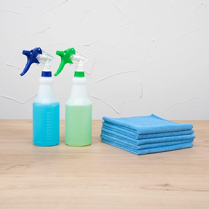 Restaurantware Clean Tek Professional 16 x 16 Inch Cleaning Cloths 100 Lint Free Microfiber Towels - Highly Absorbent Non Abrasive Blue Microfiber Cleaning Rags Reusable For All Purpose Use
