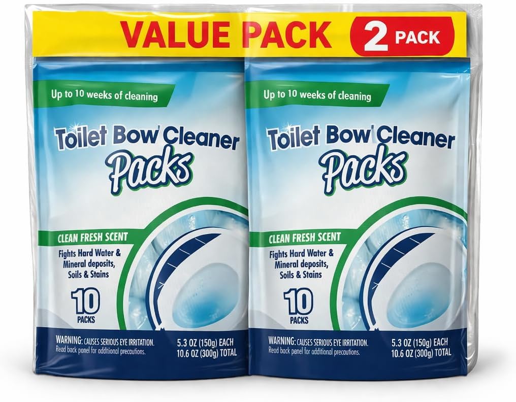 Toilet Bowl Cleaner Packs, Clean Fresh Scent, Fights Hard Water and Mineral Deposits, 10 Packs, 2 Pack Value Pack