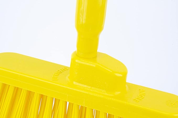 SPARTA 41083EC04 Plastic Color Coded Broom, Unflagged Bristles, Long Broom With Angled Head For Small Debris Cleaning, 56 Inches, Yellow, (Pack of 12)