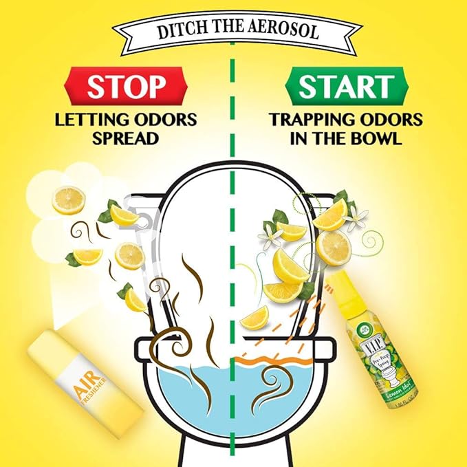 Air Wick V.I.P. Pre-Poop Toilet Spray | Rosy Starlet Scent | Contains Essential Oils | Travel Size Air Freshener | Up to 100 uses - 1.85 Ounce (Pack of 4)