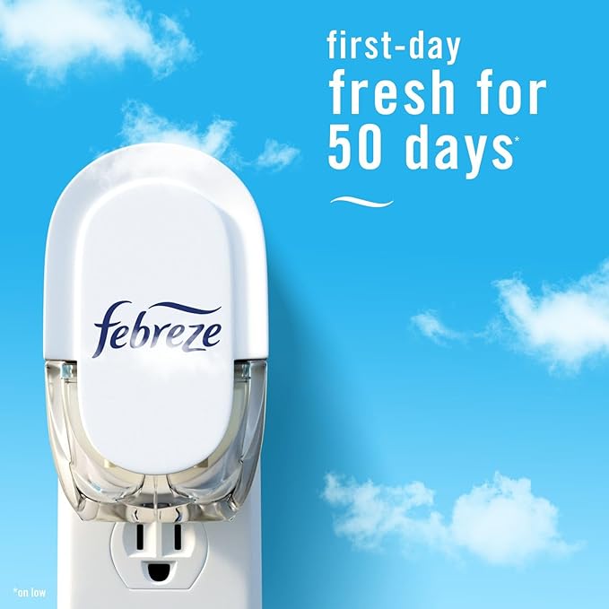 Febreze Plug In Air Freshener, Odor-Fighting Scented Oil Refill, Air Fresheners for Home and Bathroom and Kitchen, Long Lasting for Strong Odors, Jasmine & Honeysuckle Scent, 0.87oz Refills, 4 Count