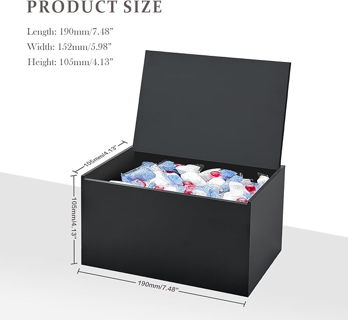 Dishwasher Pod Holder Acrylic with Hinged Lid, Modern Style Dishwasher Cleaner Tablets Container Box for Detergent, Black