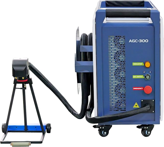 US Stock ZAC 300W G Series IoT Air Cooled Laser Cleaner Self-propelled Rust Remover Removal Machine AC110-220V for Removing Oxide Films Paint Oil Stains Coating Class 1 Output Power 0.39mW