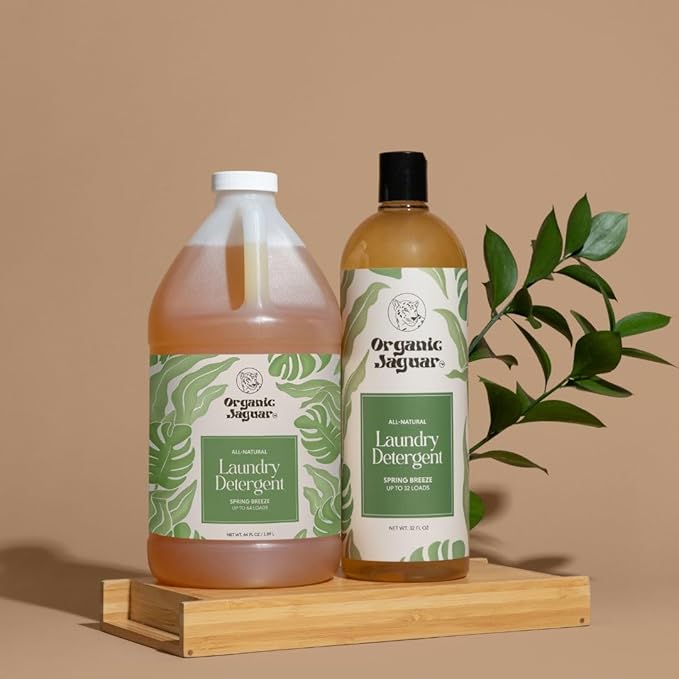 Organic Jaguar Laundry Detergent, Spring Breeze, 32oz, 100% Natural Formula with Essential Oils, Gentle & Effective Formula Without Harsh Ingredients, Paraben & Sulfate Free, Natural Scent