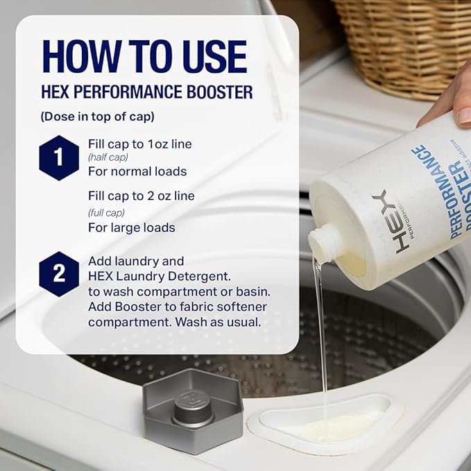 HEX Performance Fabric Booster, Fresh Scent, 100 Loads (Pack of 2) – Activewear Fabric Conditioner Alternative for Softness, Stretch & Odor Control, Sensitive Skin Safe, HE Compatible, Eco-Friendly