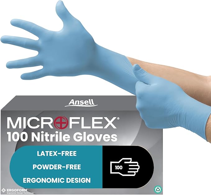 Microflex 92-134 Disposable Nitrile Gloves for Cleaning w/Textured Fingertips
