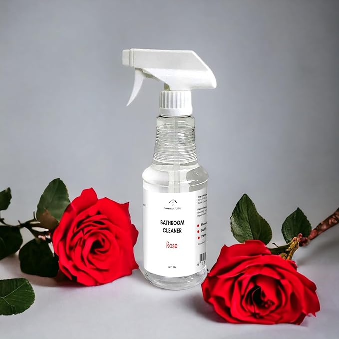 Plant-Based Bathroom Cleaner, Soap Scum Remover, Deodorizing, Multi-Surface (Rose)