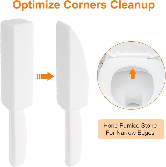HARFINGTON 4pcs Pumice Stone Toilet Bowl Cleaner with Handle for Hard Water Marks Cleaning on Toilets, Grills, Tiles, Grout, Sinks, Bathtubs, Pools, White,Dark Gray