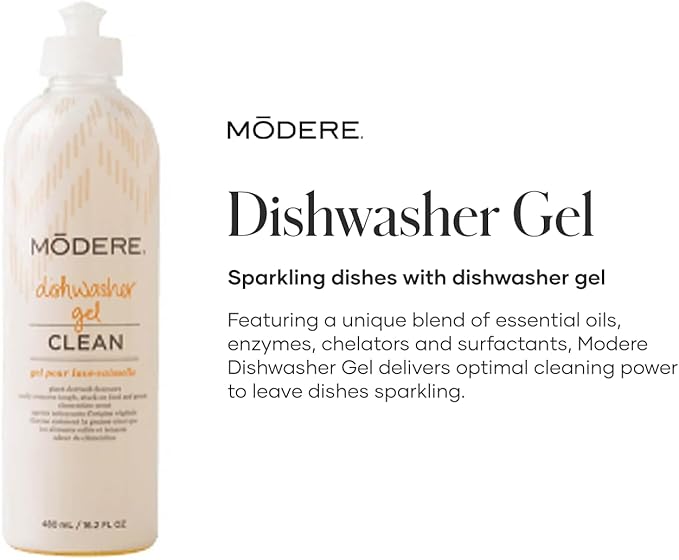 Modere Dishwasher Gel - Powerful Dishwashing Gel with Enzymes and Essential Oils That Help Deliver Sparkling, Spotless Dishes With Every Wash - 480 mL