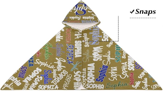 Personalized Hooded Towel Kids Beach Towels Name, Custom Toddlers Cotton Wrap Towel for Shower Beach Trip Pool, Solid Olive Color