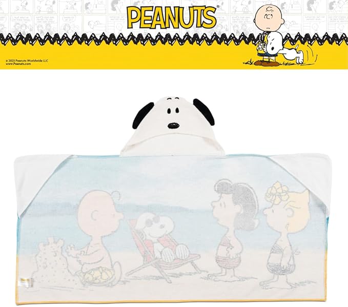 Peanuts Snoopy Kids Super Soft Bath/Pool/Beach Soft Cotton Terry Hooded Towel Wrap, 24 in x 50 in, (Officially Licensed Product) by Franco