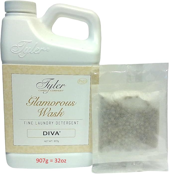 Tyler Candle Company, Detergent Wash, Liquid, Diva, 907g. /with Dryer Sachet Single Pouch