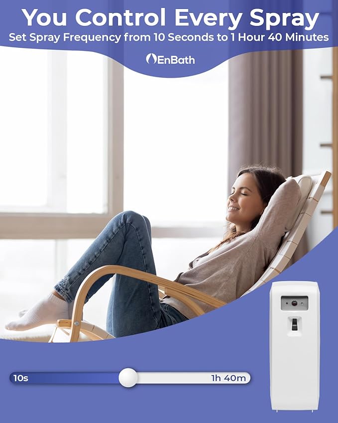 Programmable Automatic Air Freshener Spray Dispenser - Bluetooth App Controlled, Wall Mount or Standalone, Compatible with Glade & Airwick, Commercial or Home Use - IPhone (iOS) & Android Compatible