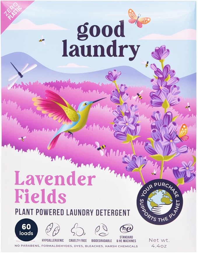 Good Laundry Detergent Sheets - Lavender Scented (60 Loads) - Eco-Friendly Laundry Detergent Sheets, Hypoallergenic, No Plastic Jugs or Waste - Based in the USA