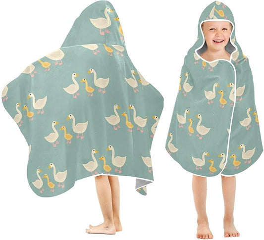 susiyo Kids Hooded Bath Towel Cute Goose Beach Towel for Kids 23.5 x 50 Inch Microfiber Soft Absorbent Quick Dry Bath Swim Pool Towel Wrap Poncho Bathrobe with Hood for Kids Toddler