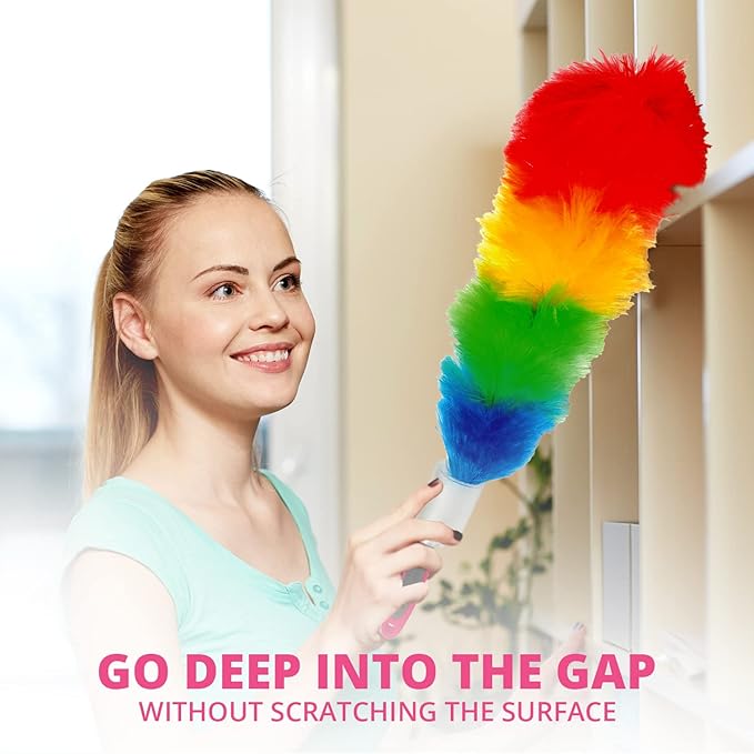 WBM Duster, Long Electrostatic Feather Clean Like a Magnet, Hand Washable and Reusable with Microfiber