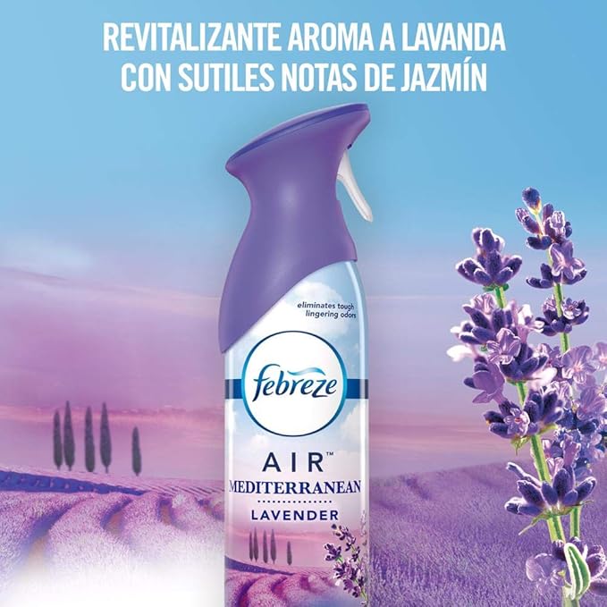 Febreze Air, Mediterranean Lavender, 8.8 Oz Aerosol Spray, 6/carton