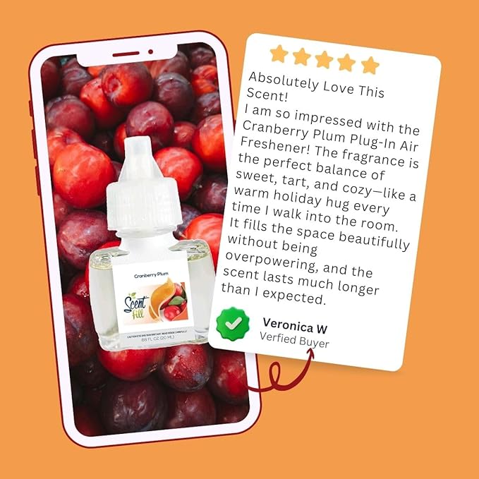 Scent Fill Cranberry Plum Plug in Air Freshener, 4 Scented Oil Refills