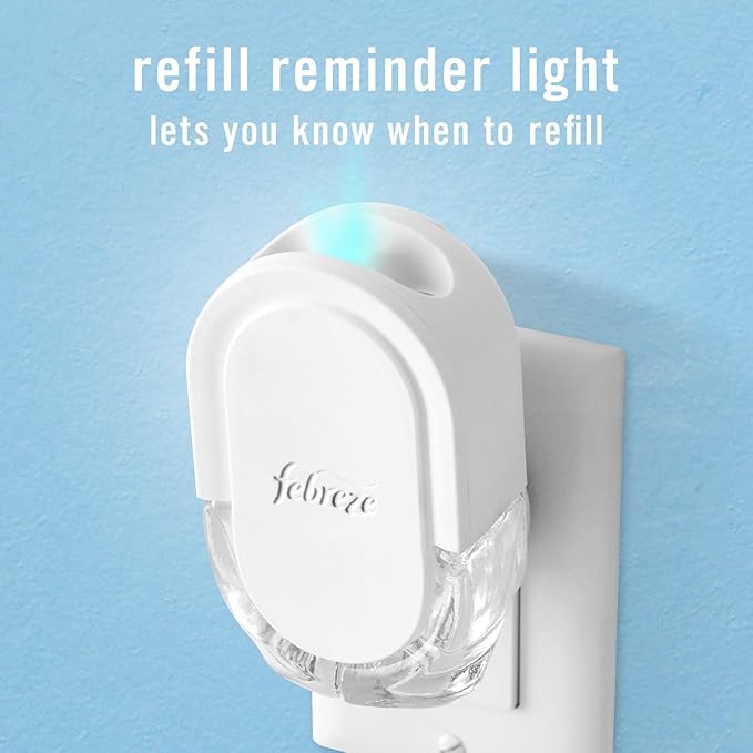 Febreze Plug In Air Freshener, Odor-Fighting Scented Oil Refill, Air Fresheners for Home & Bathroom and Kitchen,Long Lasting for Strong Odors,Ocean & Mountain Scents,0.87oz Refills,4 Count (Pack of 2)