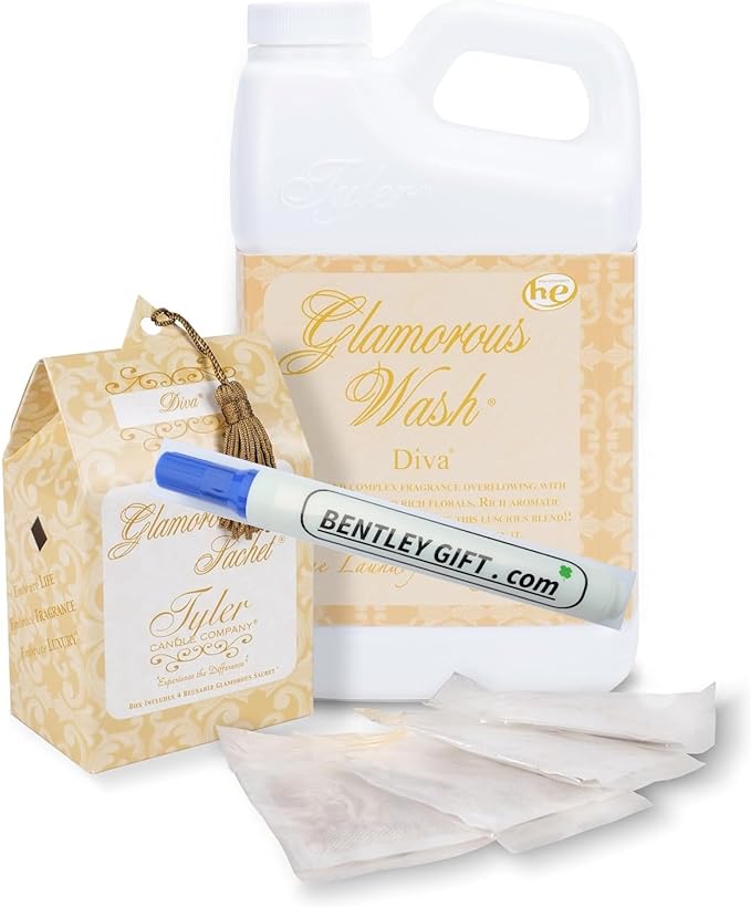 Tyler Candle Company Liquid Glam Wash, Diva, 128 Fl oz (With Dryer Sachets) Bonus a Stain Removr Pen