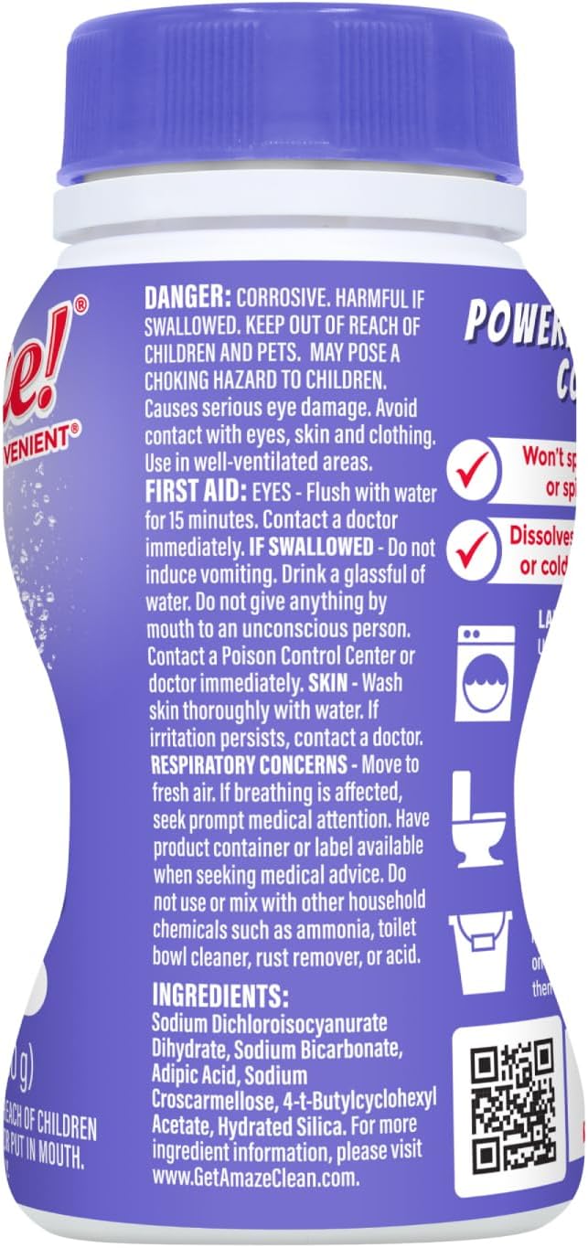 AMAZE Ultra Concentrated Bleach Tablets [6 bottles] - Lavender Scent - for Laundry, Toilet, and Multipurpose Home Cleaning. No Splash Liquid Bleach Alternative