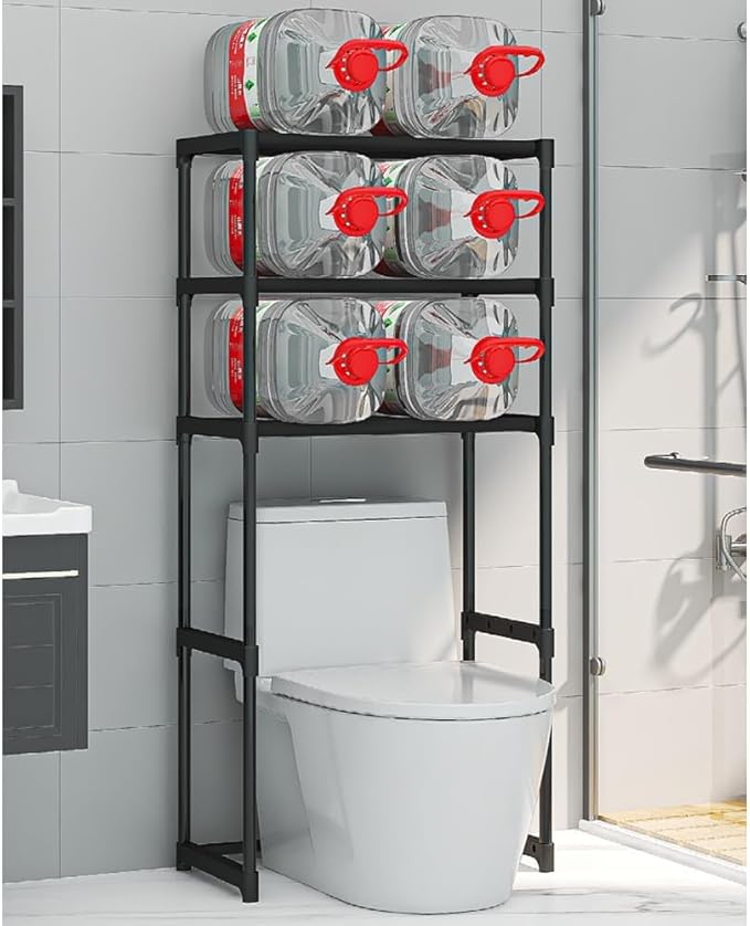 3-Tier Over the Toilet Storage, Metal Bathroom Shelve, Over Toilet Bathroom Organizer Storage Rack, Space Saver Freestanding Shelf for Restroom Laundry Balcony Room