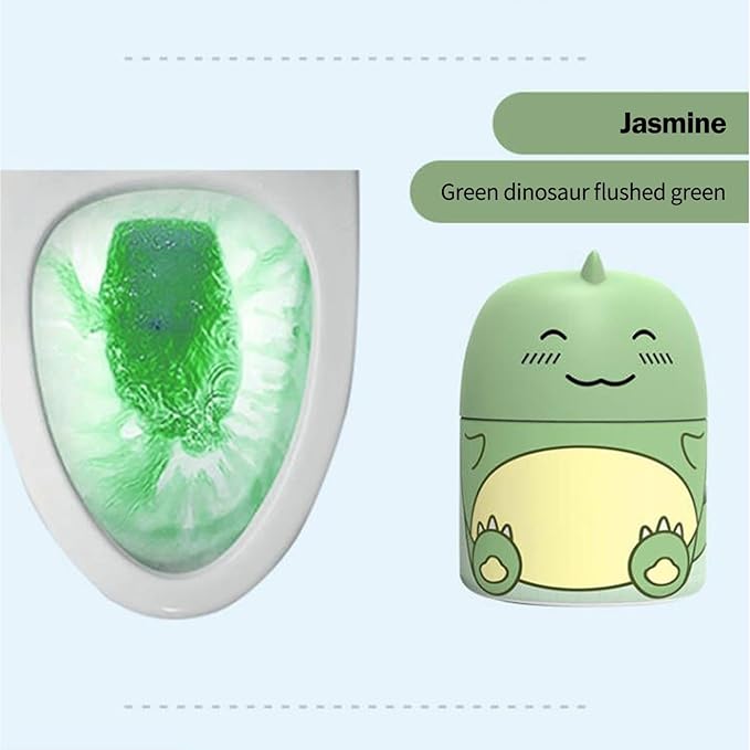 Dinosaur-Shaped Toilet Bowl Cleaner Bottle,Automatic Bathroom 𝙏𝙤𝙞𝙡𝙚𝙩 Tank Cleaner with Ocean Scent,Long Lasting 𝙏𝙤𝙞𝙡𝙚𝙩 Cleaner,Powerful Cleaning (Green)