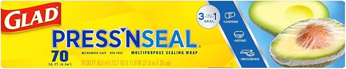 Glad Press'n Seal Plastic Food Wrap | 70 Square Foot | Roll | Pack of 2